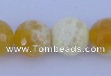 CAB968 15.5 inches 10mm faceted round fire crackle agate beads