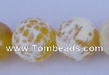 CAB970 15.5 inches 14mm faceted round fire crackle agate beads