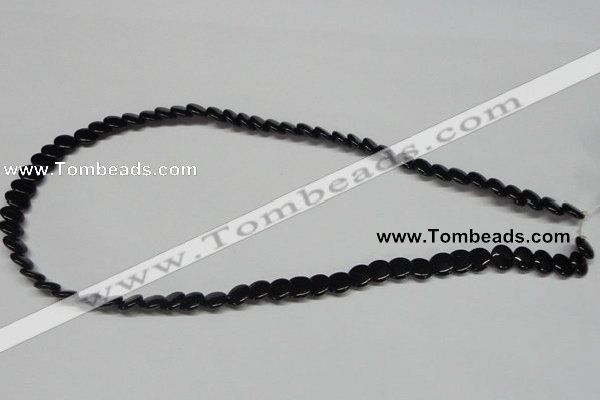 CAB980 15.5 inches 8mm flat round black agate gemstone beads wholesale