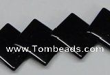 CAB985 15.5 inches 18*18mm rhombic black agate gemstone beads wholesale