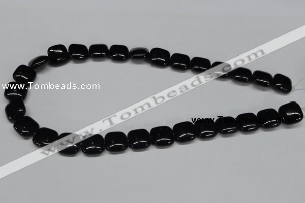 CAB986 15.5 inches 14*14mm square black agate gemstone beads wholesale