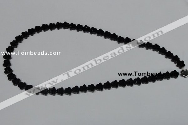 CAB987 15.5 inches 8*8mm star black agate gemstone beads wholesale