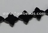 CAB989 15.5 inches 14*14mm flower black agate gemstone beads wholesale