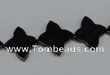 CAB990 15.5 inches 16*16mm flower black agate gemstone beads wholesale