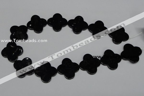 CAB991 15.5 inches 30*30mm flower black agate gemstone beads wholesale