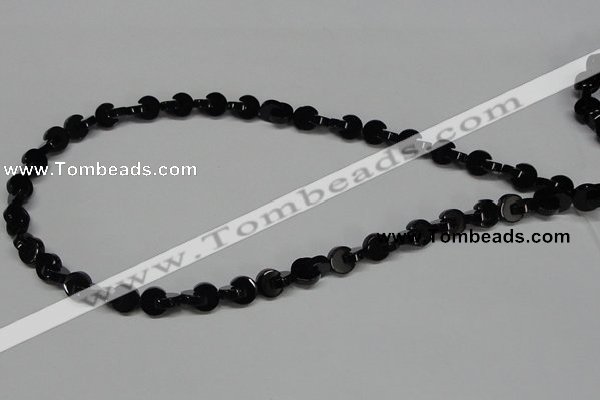 CAB992 15.5 inches 8*8mm curved moon black agate gemstone beads