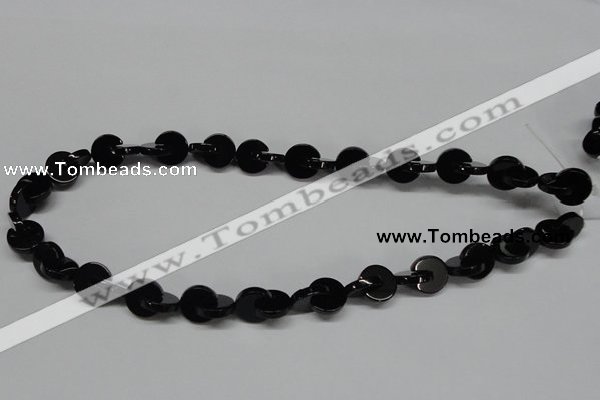 CAB993 15.5 inches 10*10mm curved moon black agate gemstone beads