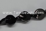 CAB994 15.5 inches 12*12mm curved moon black agate gemstone beads