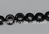 CAB995 15.5 inches 10mm donut black agate gemstone beads wholesale