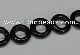 CAB996 15.5 inches 12mm donut black agate gemstone beads wholesale