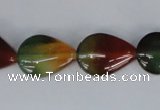 CAG1029 15.5 inches 13*18mm flat teardrop rainbow agate beads