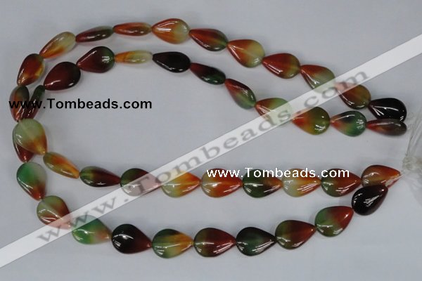 CAG1029 15.5 inches 13*18mm flat teardrop rainbow agate beads