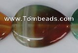 CAG1035 15.5 inches 30*40mm flat teardrop rainbow agate beads