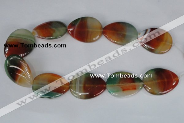 CAG1035 15.5 inches 30*40mm flat teardrop rainbow agate beads