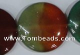 CAG1040 15.5 inches 35mm flat round rainbow agate beads