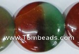 CAG1041 15.5 inches 40mm flat round rainbow agate beads