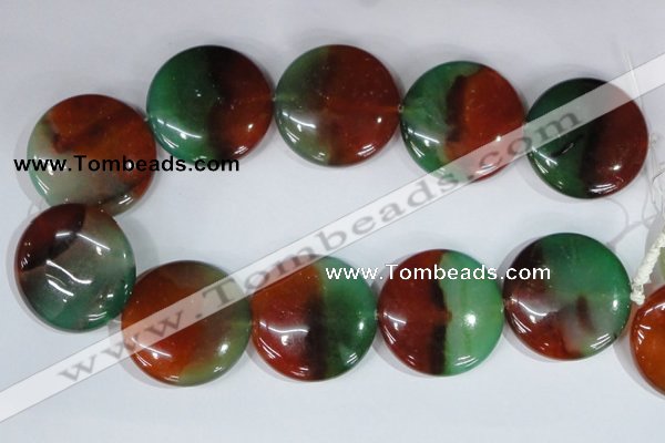 CAG1041 15.5 inches 40mm flat round rainbow agate beads