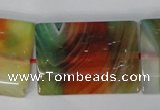 CAG1057 15.5 inches 25*35mm flat tube rainbow agate beads