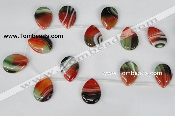 CAG1061 Top-drilled 22*30mm flat teardrop rainbow agate beads