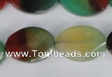 CAG1068 15.5 inches 18*25mm twisted & faceted oval rainbow agate beads