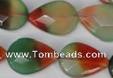 CAG1070 15.5 inches 18*25mm faceted flat teardrop rainbow agate beads