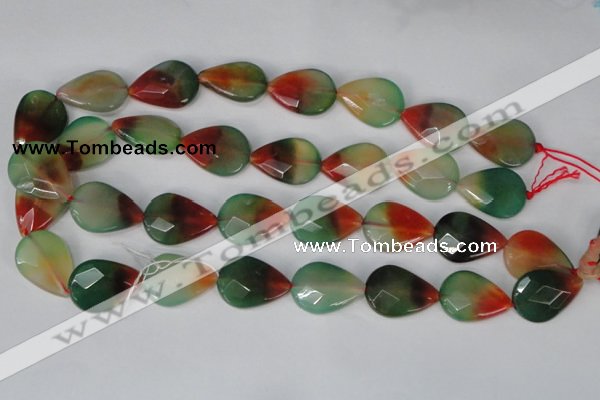 CAG1070 15.5 inches 18*25mm faceted flat teardrop rainbow agate beads