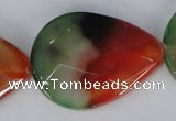 CAG1072 15.5 inches 30*40mm faceted flat teardrop rainbow agate beads