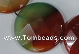 CAG1083 15.5 inches 40mm faceted coin rainbow agate beads