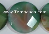 CAG1088 15.5 inches 40mm faceted coin rainbow agate beads