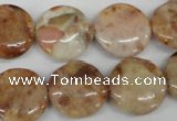 CAG1090 15.5 inches 18mm flat round Morocco agate beads wholesale