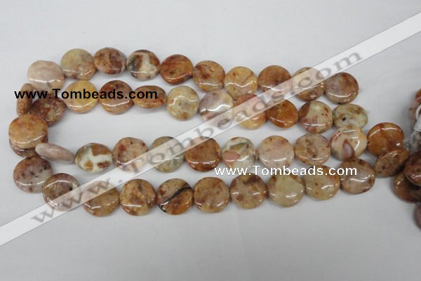 CAG1090 15.5 inches 18mm flat round Morocco agate beads wholesale