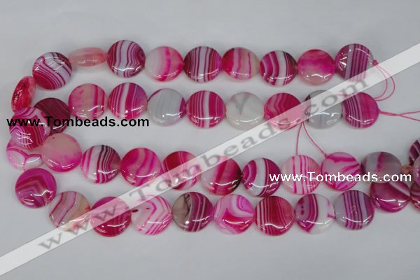 CAG1171 15.5 inches 20mm flat round line agate gemstone beads