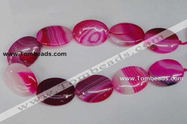 CAG1179 15.5 inches 30*40mm oval line agate gemstone beads