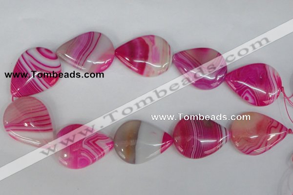 CAG1180 15.5 inches 30*40mm flat teardrop line agate gemstone beads