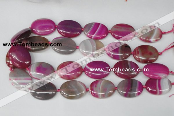 CAG1188 15.5 inches 22*30mm oval line agate gemstone beads