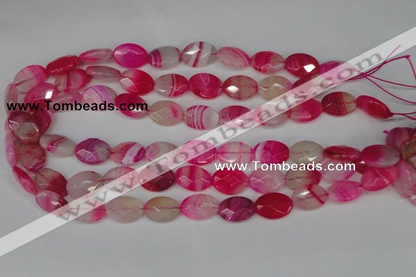 CAG1191 15.5 inches 13*18mm faceted oval line agate gemstone beads