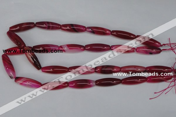 CAG1195 15.5 inches 10*30mm rice line agate gemstone beads