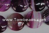 CAG1200 15.5 inches 20mm flat round line agate gemstone beads