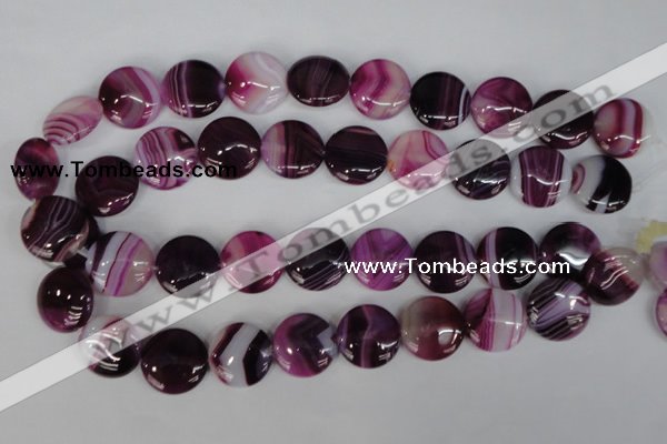 CAG1200 15.5 inches 20mm flat round line agate gemstone beads