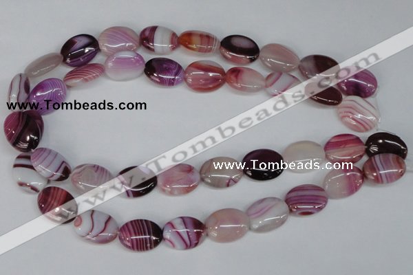 CAG1201 15.5 inches 15*20mm oval line agate gemstone beads