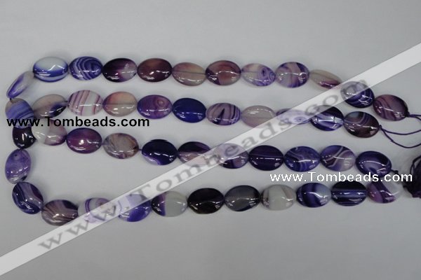 CAG1205 15.5 inches 10*14mm oval line agate gemstone beads