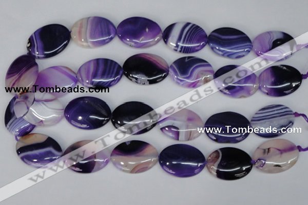 CAG1210 15.5 inches 20*30mm oval line agate gemstone beads