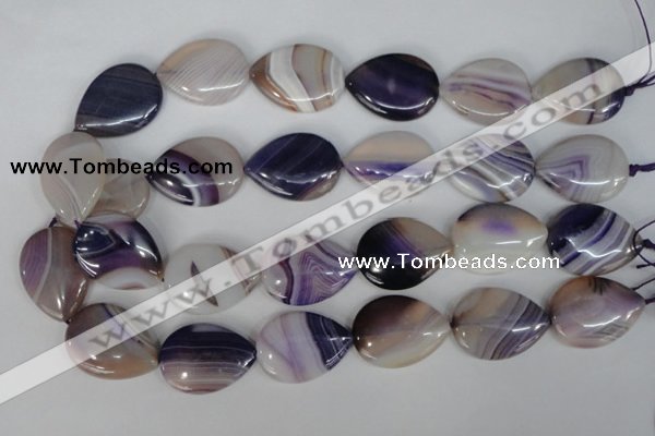 CAG1215 15.5 inches 22*30mm flat teardrop line agate gemstone beads