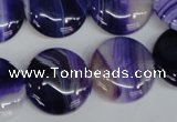 CAG1220 15.5 inches 20mm flat round line agate gemstone beads