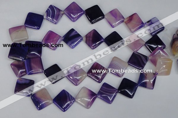 CAG1225 15.5 inches 20*20mm diamond line agate gemstone beads