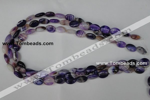 CAG1230 15.5 inches 10*14mm oval line agate gemstone beads