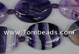 CAG1234 15.5 inches 18*25mm oval line agate gemstone beads