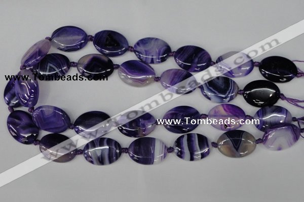 CAG1234 15.5 inches 18*25mm oval line agate gemstone beads