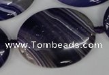 CAG1239 15.5 inches 30*40mm oval line agate gemstone beads