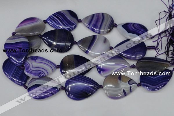 CAG1245 15.5 inches 30*40mm flat teardrop line agate gemstone beads